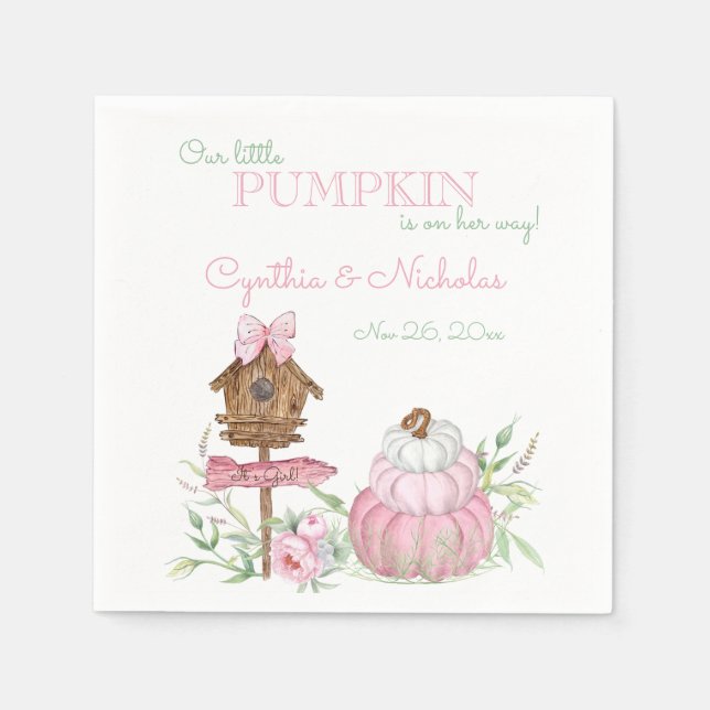 Serviette En Papier Baby shower fille Citrouille Patchch Pink (Devant)