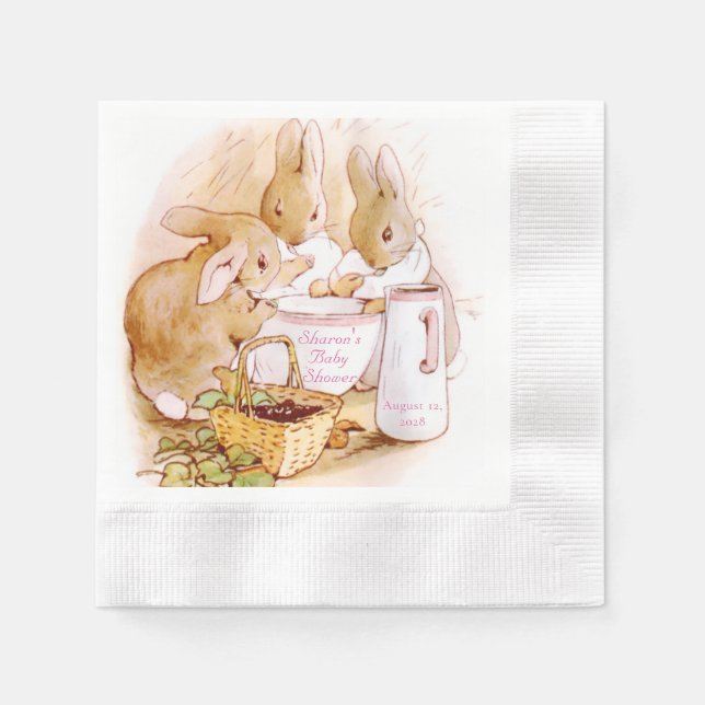 Serviette En Papier Baby Shower Fille Classique Peter Rabbit (Devant)