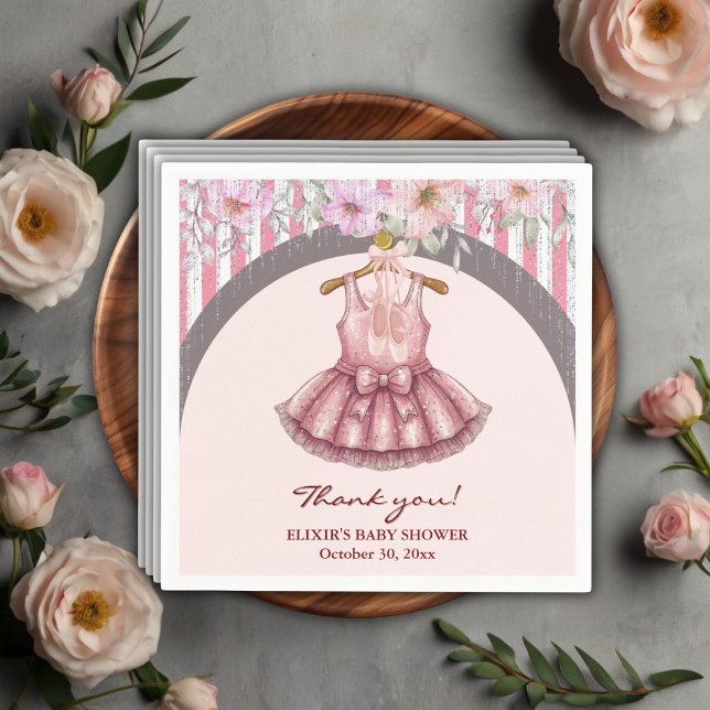 Serviette En Papier Baby shower Fille de Ballet Rose Tutu Ballerina mo (Créateur téléchargé)