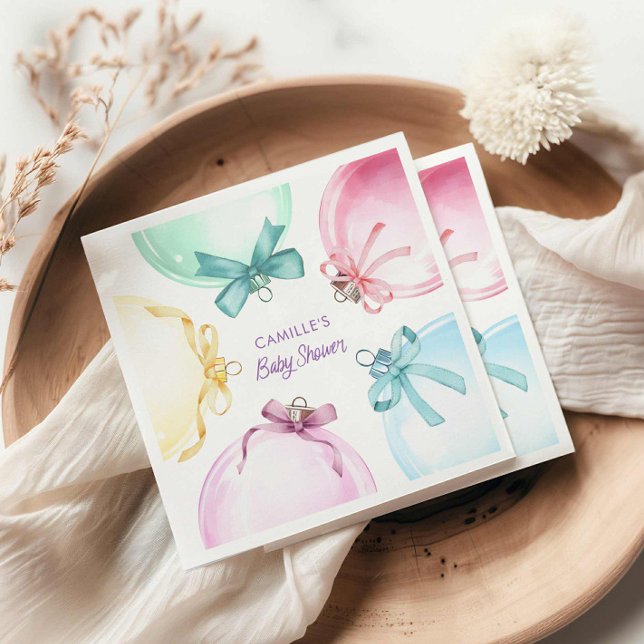 Serviette En Papier Baby shower Fille de Noël (Cute winter baby shower paper napkins)