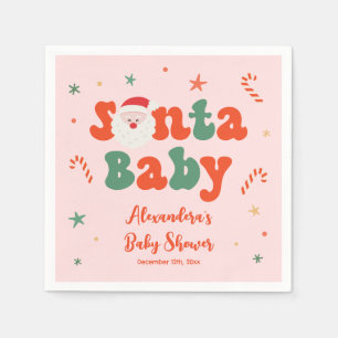 Serviette En Papier Baby Shower Fille de Noël Rose