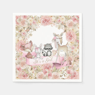 Serviette En Papier Baby Shower Fille en Forêt