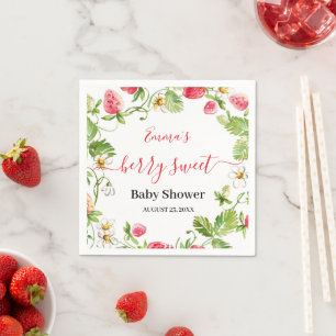 Serviette En Papier Baby Shower Fille Été Fraise Sucré 