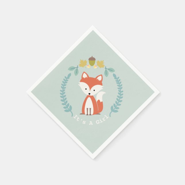 Serviette En Papier Baby shower Fille Fox moderne serviettes (Coin)