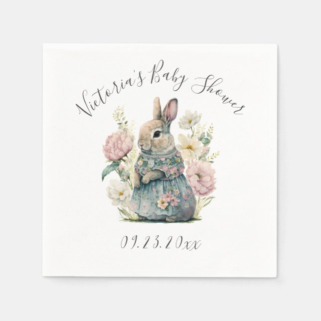 Serviette En Papier Baby shower fille lapin lapin (Devant)