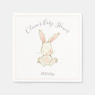 Serviette En Papier Baby shower fille lapin rose