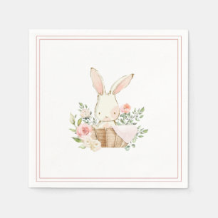 Serviette En Papier Baby shower fille lapin rose lapin