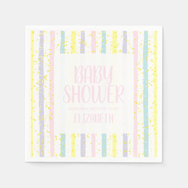 Serviette En Papier Baby shower fille Pastel Stripes (Devant)