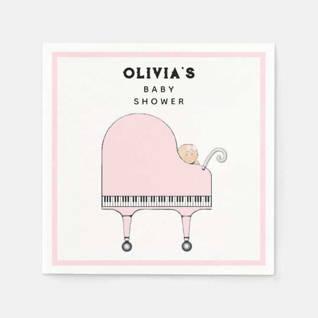 Serviette En Papier Baby shower fille rose (Devant)