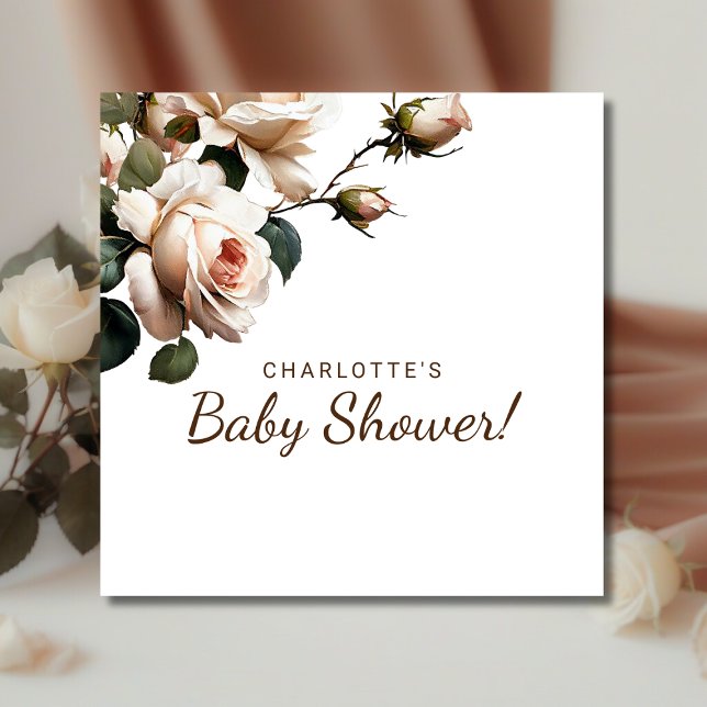 Serviette En Papier Baby shower fille Rose beige doux (Gentle Girl Baby Shower napkins!)