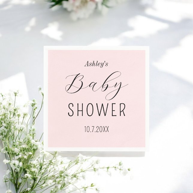 Serviette En Papier Baby shower fille rose élégant papier serviette (Créateur téléchargé)