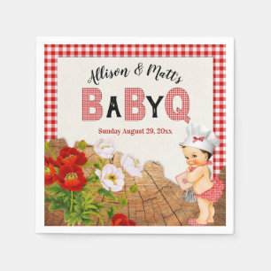 Serviette En Papier Baby Shower Fille Rouge Gingham Baby Q Barbecue