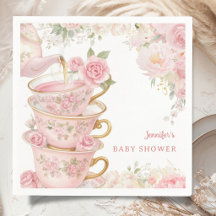 Baby Shower Fille Tea Party Rose Florale 
