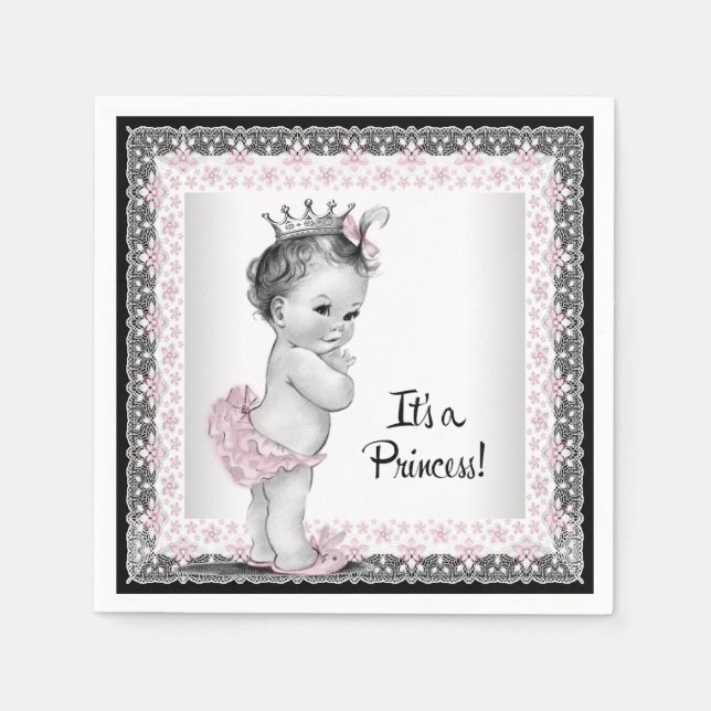 Serviette En Papier Baby Shower Fille Vintage (Devant)
