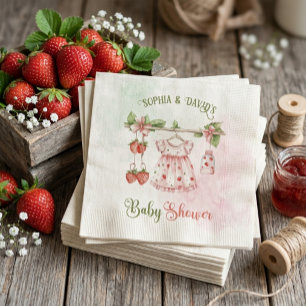 Serviette En Papier Baby Shower Fille Vintage Fraise 
