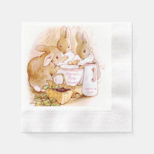 Serviette En Papier Baby Shower Filles Lapins Classiques