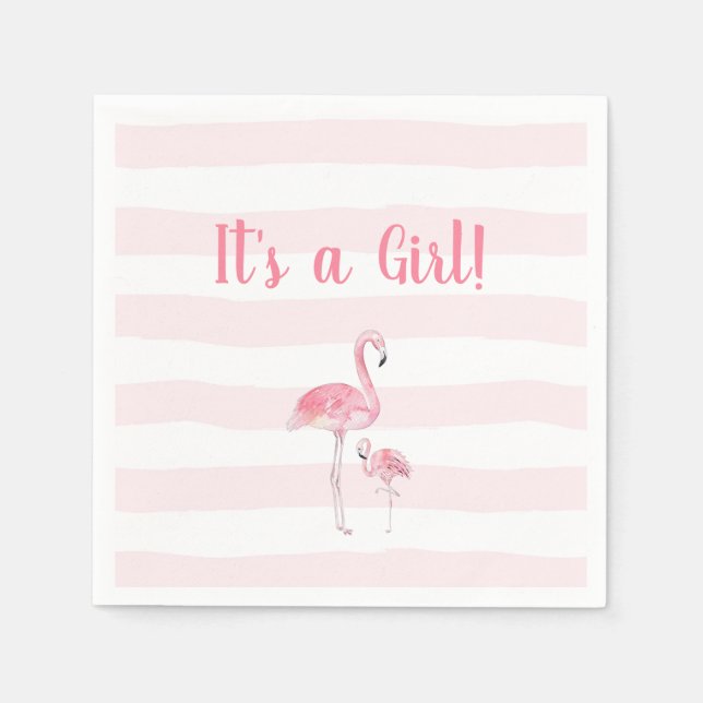 Serviette En Papier baby shower Flamant rose (Devant)