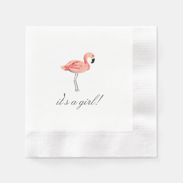 Serviette En Papier Baby shower Flamant rose (Devant)