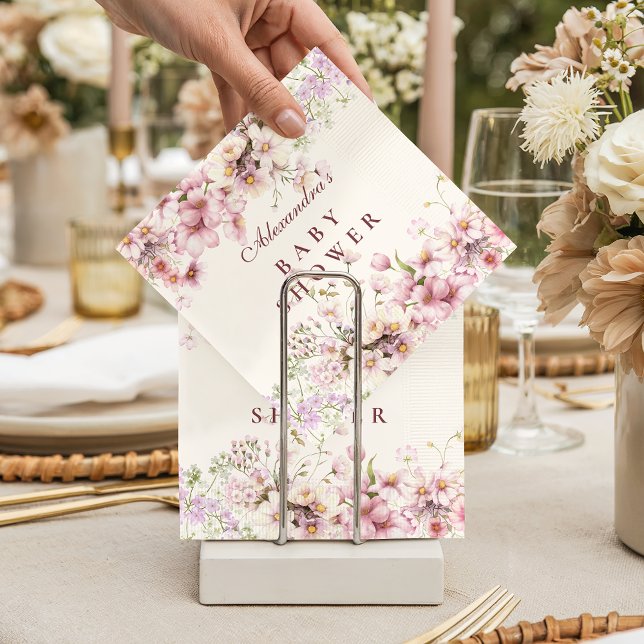 Serviette En Papier Baby Shower Fleur Pastel (Créateur téléchargé)