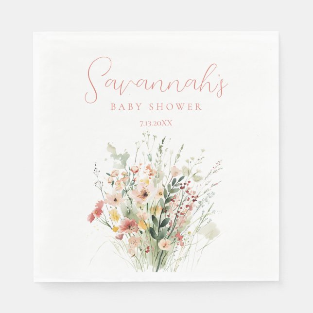 Serviette En Papier Baby shower fleur sauvage (Devant)