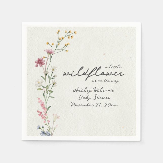 Serviette En Papier Baby shower fleur sauvage (Devant)