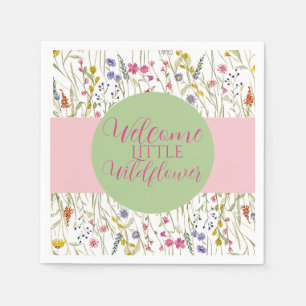 Serviette En Papier Baby shower Fleur sauvage aquarelle
