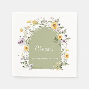 Serviette En Papier Baby shower Fleur sauvage Baby In Bloom Boho