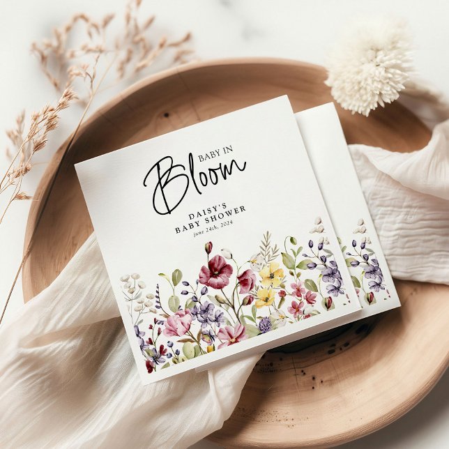 Serviette En Papier Baby shower Fleur sauvage bébé en fleurs (Créateur téléchargé)