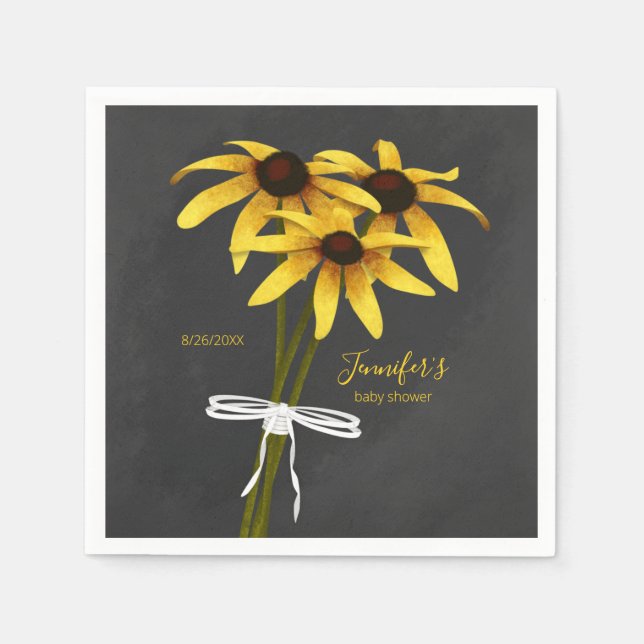 Serviette En Papier baby shower fleur sauvage Black Eyed Susan (Devant)