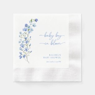 Serviette En Papier Baby Shower Fleur Sauvage Bleu Poussiéreux