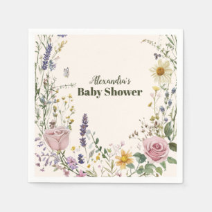 Serviette En Papier Baby shower Fleur sauvage Boho Chic