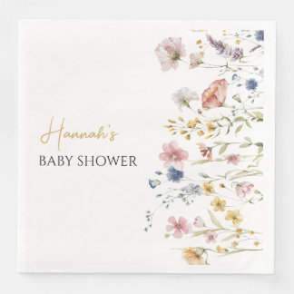 Serviette En Papier Baby shower Fleur sauvage Boho personnalisé