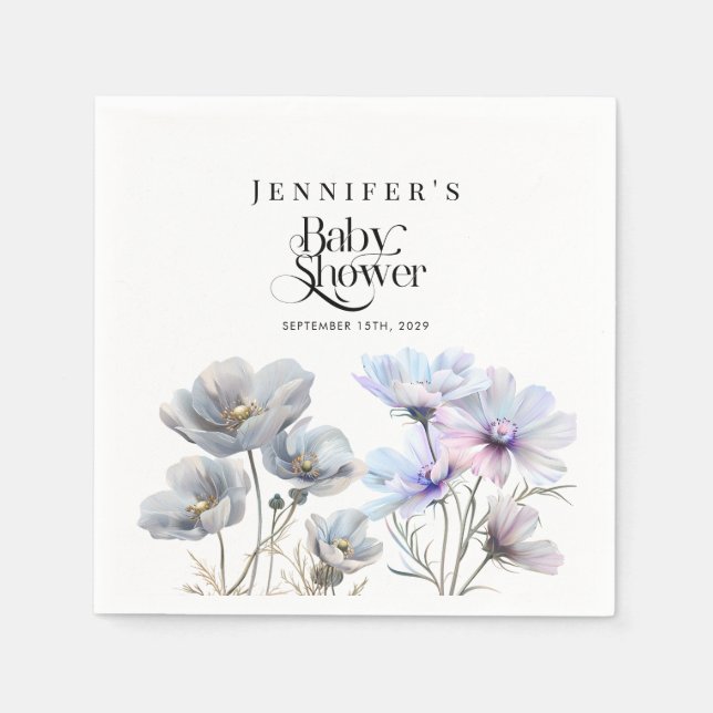 Serviette En Papier Baby shower Fleur sauvage Boho Watercolor (Devant)