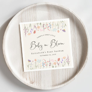 Serviette En Papier Baby shower Fleur sauvage d'aquarelle bébé en fleu