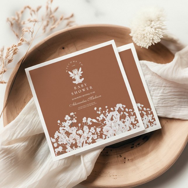 Serviette En Papier Baby shower Fleur sauvage de jardin enchanté (Créateur téléchargé)