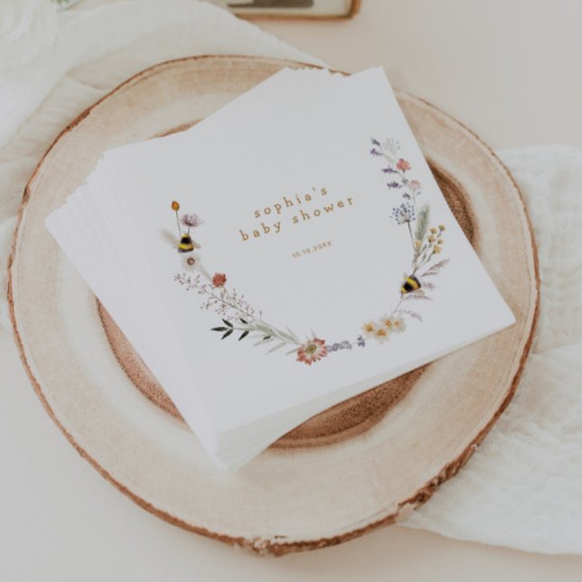 Serviette En Papier Baby shower Fleur sauvage de Mama à Bee (Créateur téléchargé)