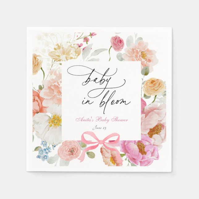 Serviette En Papier Baby shower fleur sauvage en fleur (Devant)