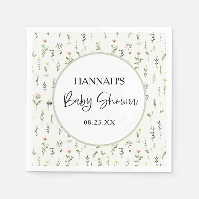 Serviette En Papier Baby shower fleur sauvage Garden | Fête du jardin (Devant)