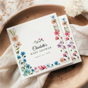 Serviette En Papier Baby shower fleuri coloré Petit Fleur sauvage