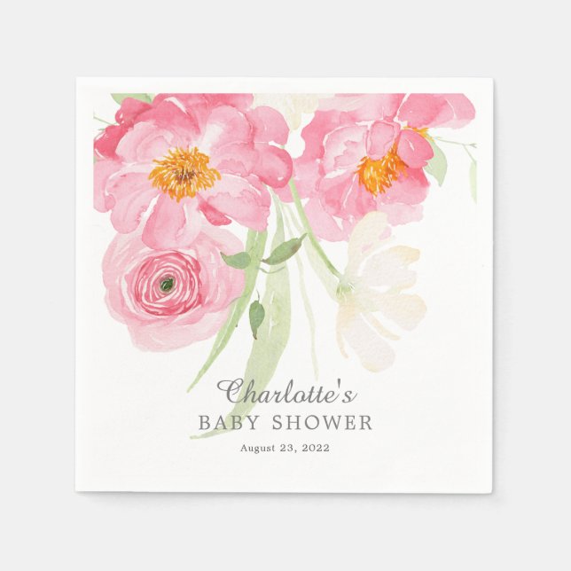 Serviette En Papier Baby shower fleuri Printemps Naples (Devant)