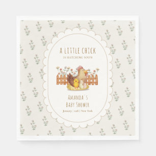 Serviette En Papier Baby Shower Fleurie Cottagecore Poulet Vintage