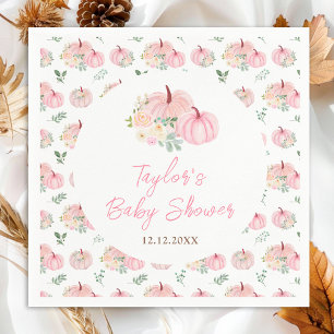 Serviette En Papier Baby Shower Fleurs aux Citrouilles Roses