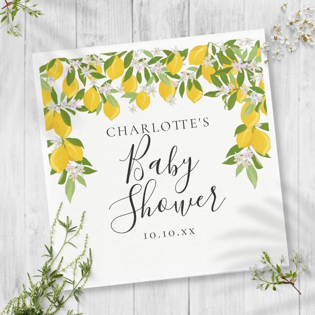 Serviette En Papier Baby Shower Fleurs de Citron et Feuillage (Créateur téléchargé)