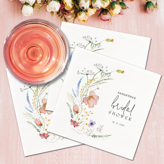 Serviette En Papier Baby Shower Fleurs de Mariée (Wildflowers Bridal Shower Napkins)