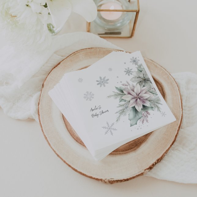 Serviette En Papier Baby Shower Fleurs d'Hiver (Créateur téléchargé)
