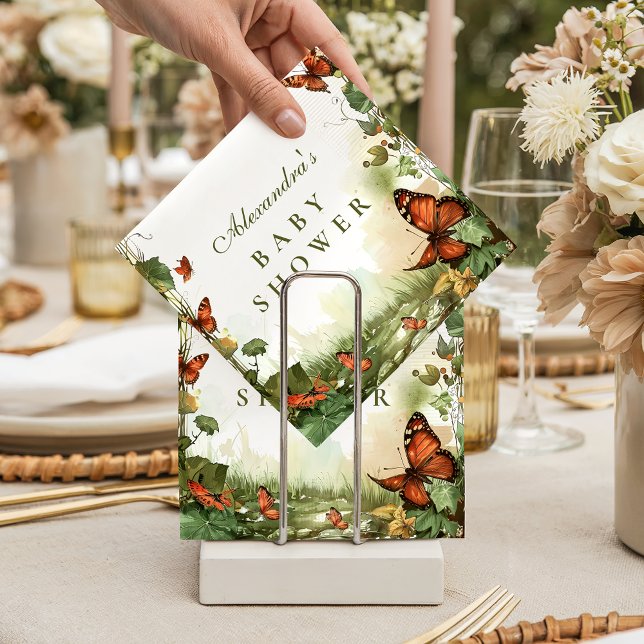 Serviette En Papier Baby Shower Fleurs Papillon (Créateur téléchargé)