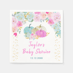 Serviette En Papier Baby Shower Fleurs Pastel de Citrouilles