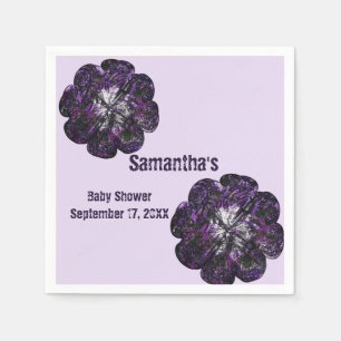 Serviette En Papier Baby shower Fleurs pourpres Floral Baby Girl