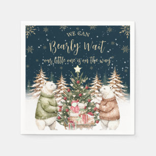 Serviette En Papier Baby Shower Flocon de Neige Ours Polaire d'Hiver