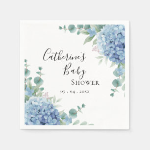 Serviette En Papier Baby Shower Floral à l'Hydrangea Bleue